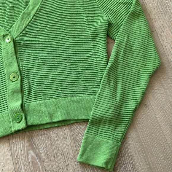 Wilfred Aritzia Light Cropped Linen-Blend Cardigan Green SzS - Picture 4 of 11